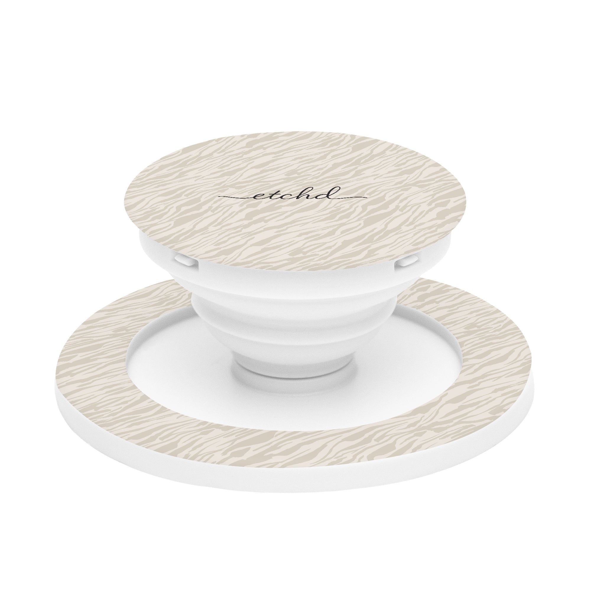 Beige Zebra Phone Grip And Stand – designer phone grip and stand by etchd