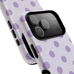 Lilac & Cream Polka Dot Magnetic Phone Case by etchd, view 100