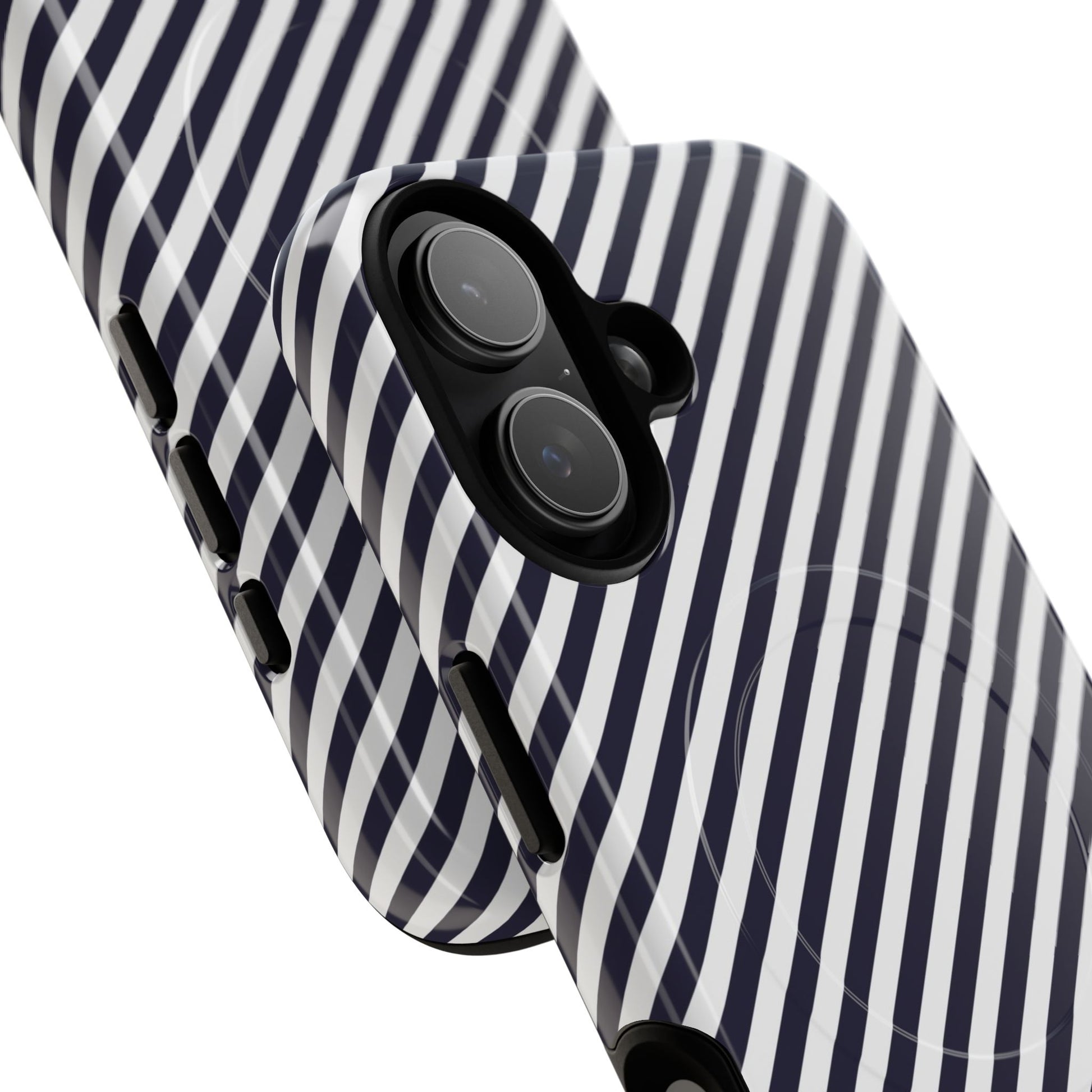 Navy & White Striped Diagonal Magnetic Phone Case by etchd, view 87