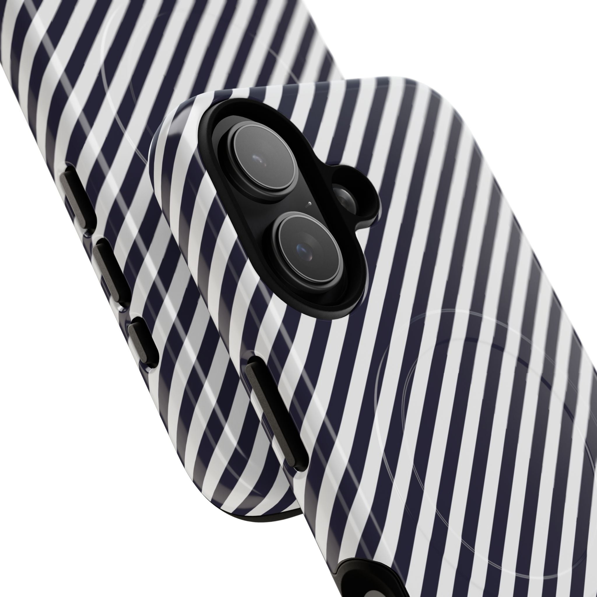 Navy & White Striped Diagonal Magnetic Phone Case by etchd, view 87