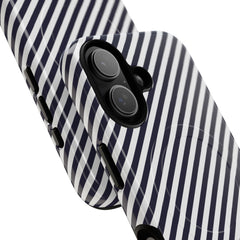 Navy & White Striped Diagonal Magnetic Phone Case by etchd, view 87