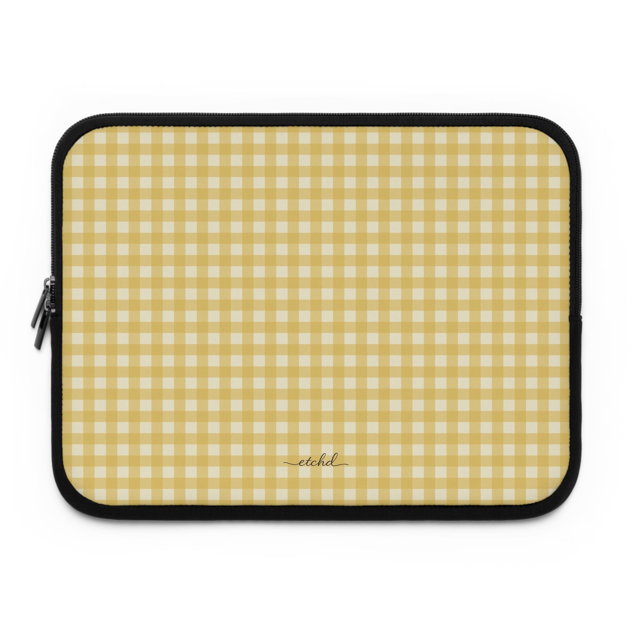 Butter & Cream Gingham Laptop Sleeve by etchd