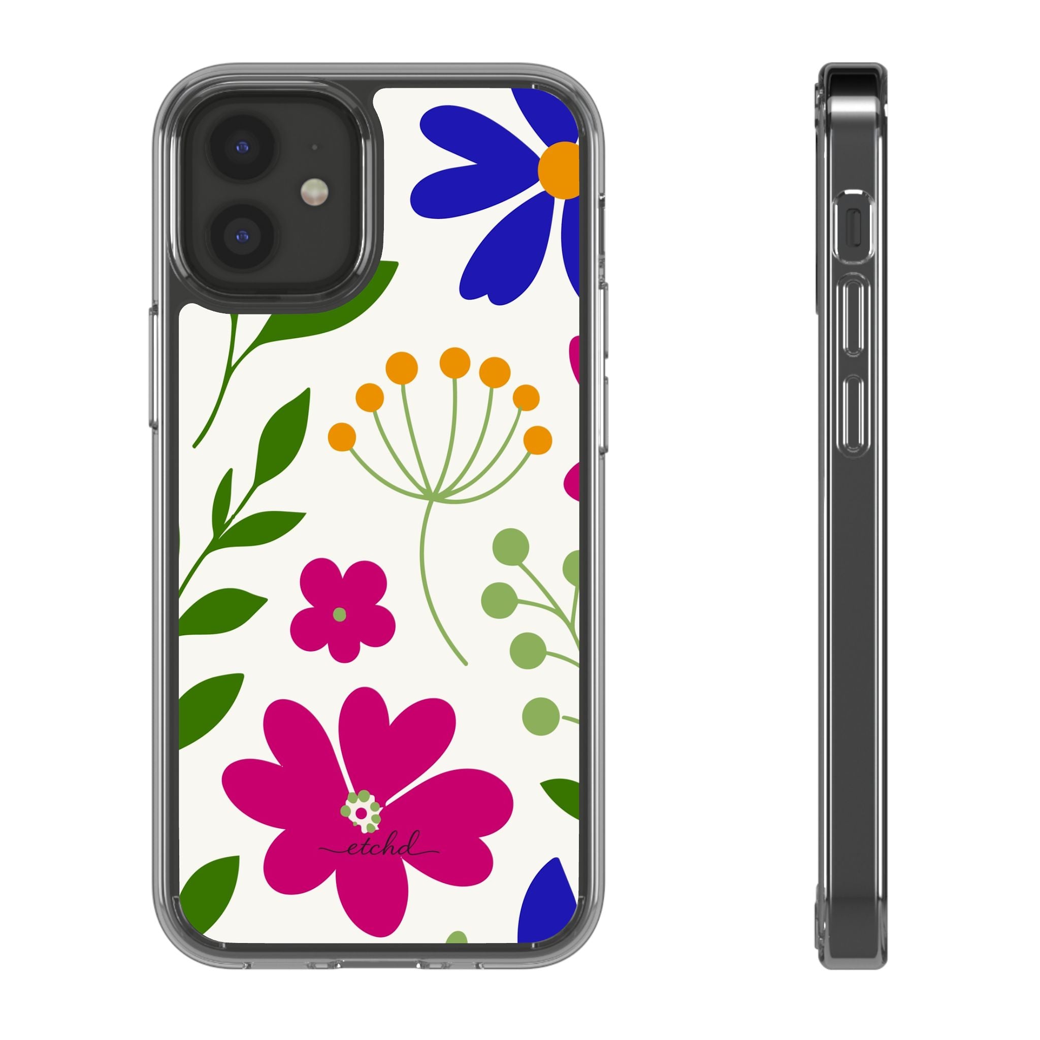 Funky Floral Clear Phone Case by etchd, view 2