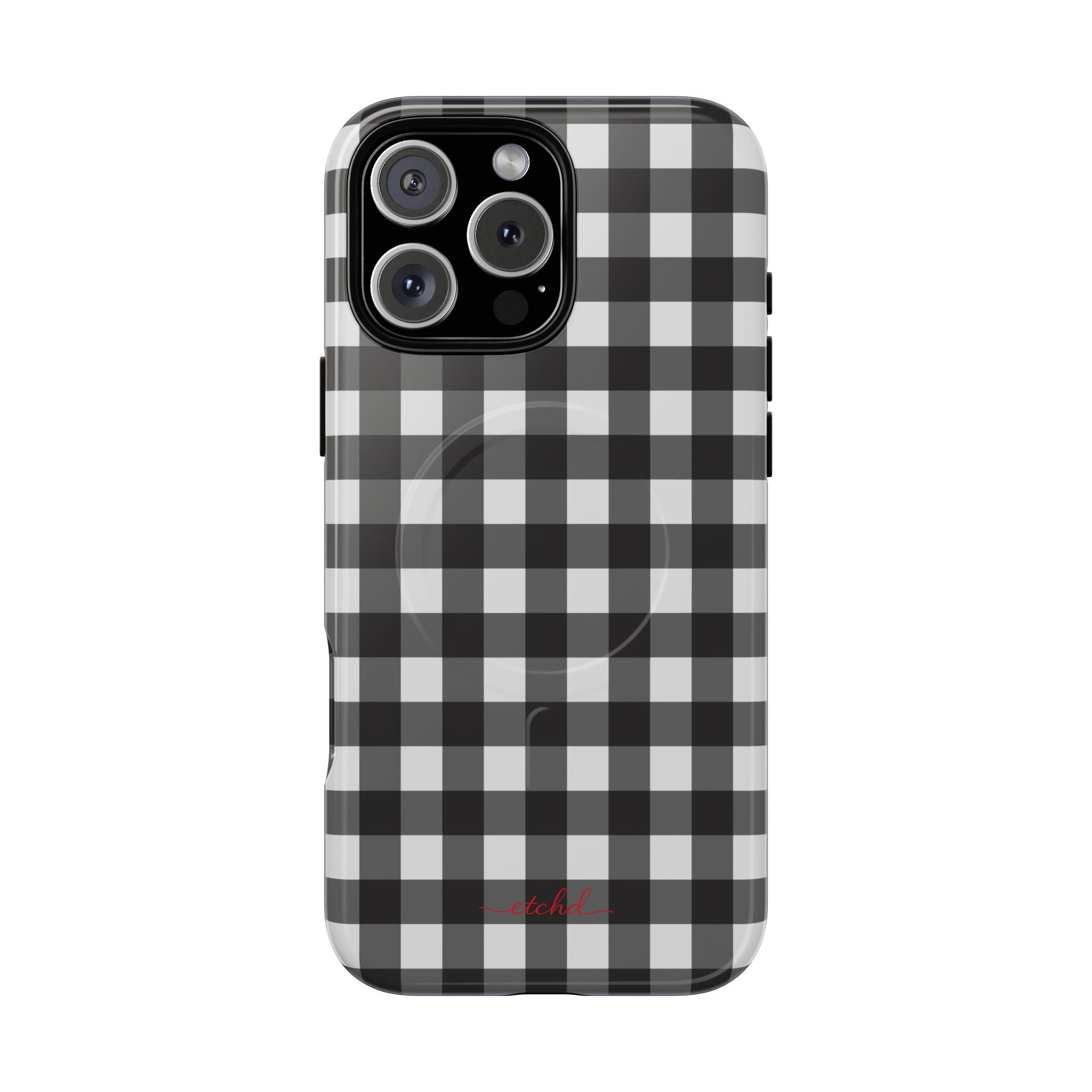 Black & White Gingham Magnetic Phone Case by etchd