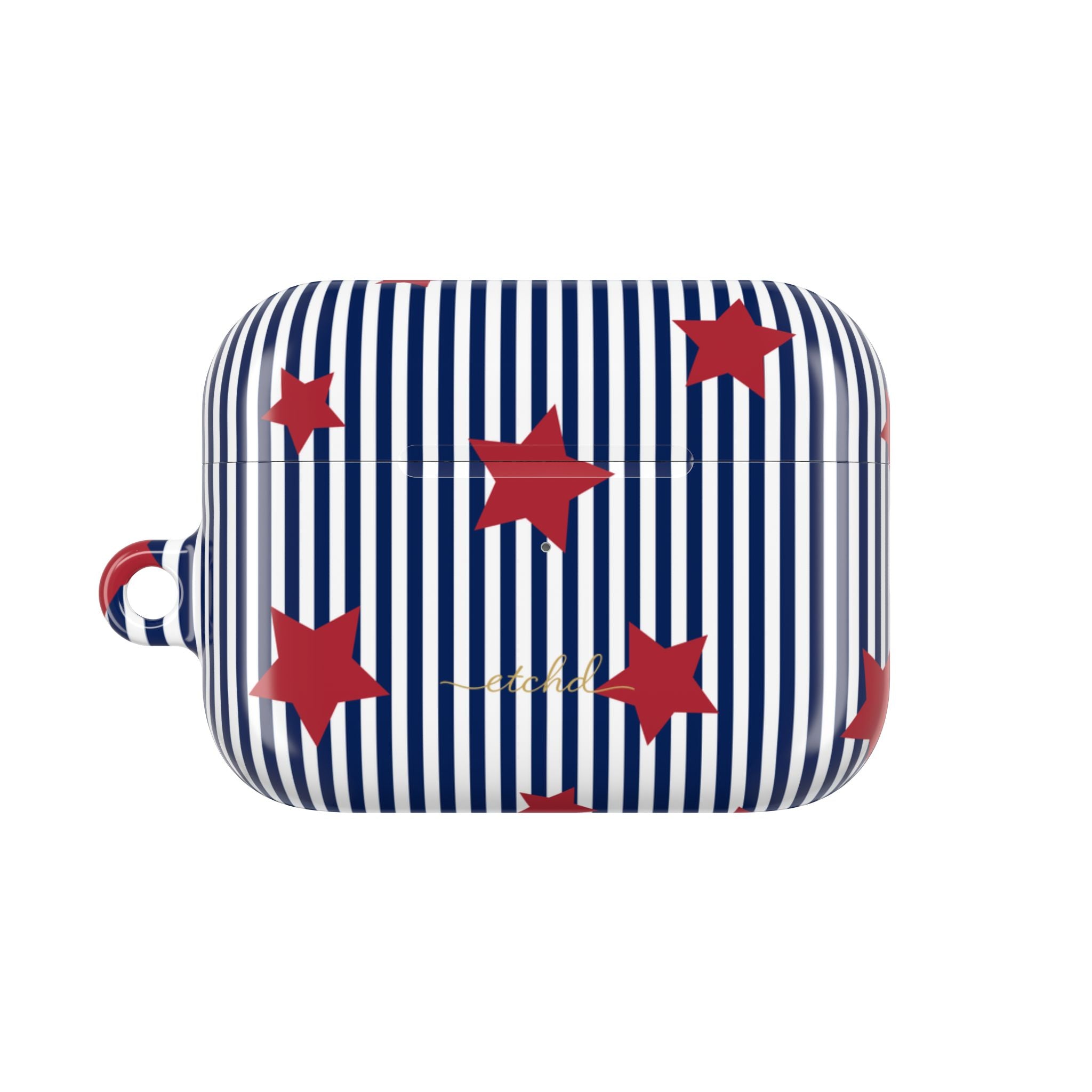 Blue Stripes & Red Stars AirPod Case by etchd, view 2