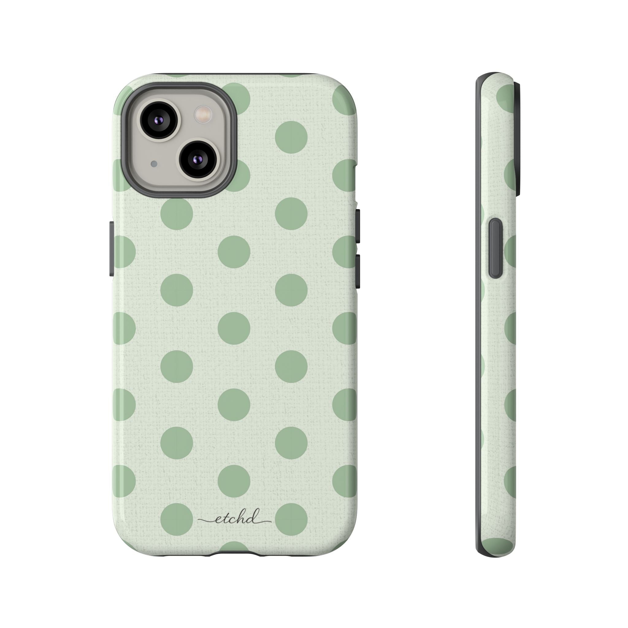 Sage & Cream Polka Dot Phone Case by etchd, view 2