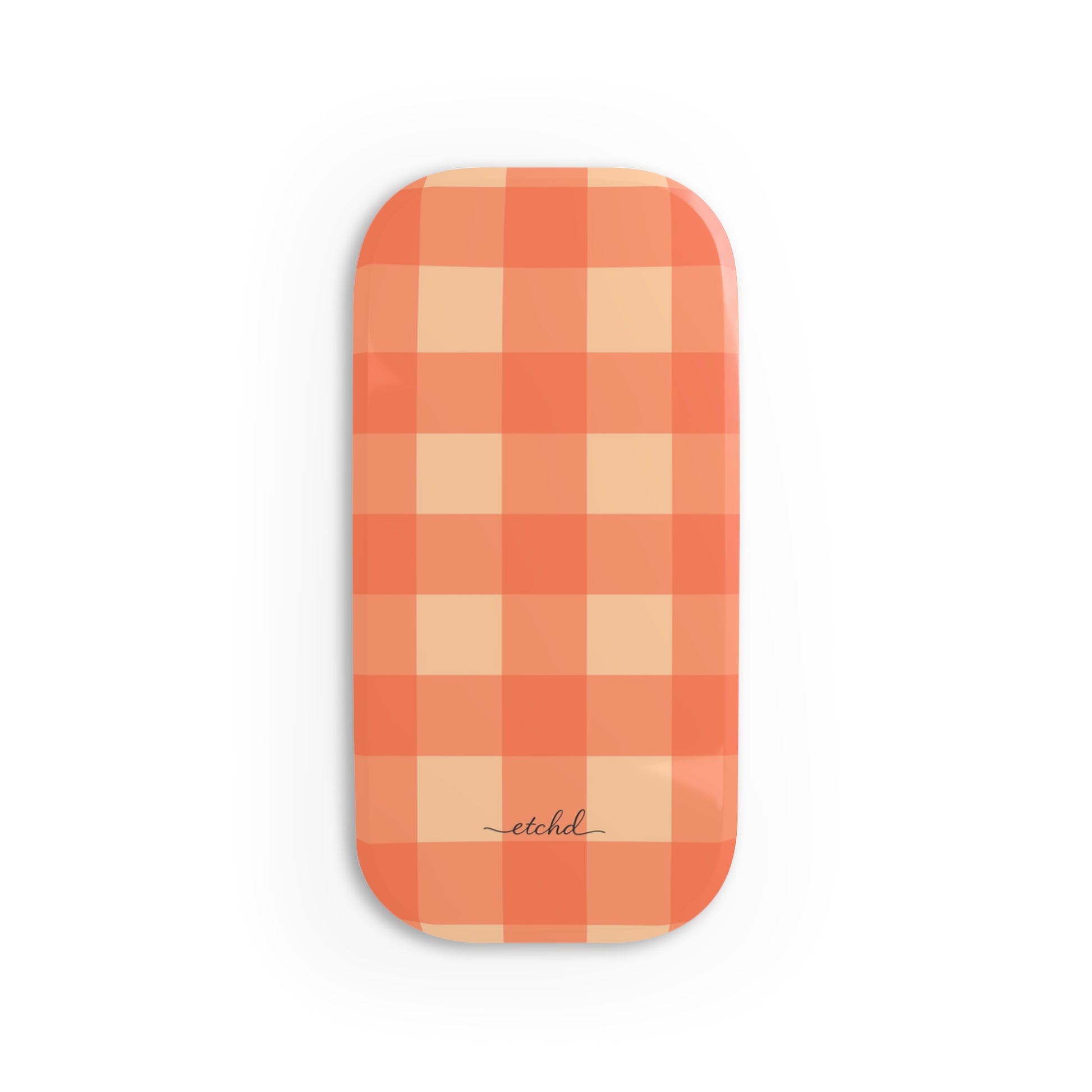 Coral & Peach Gingham Click-On Phone Grip by etchd