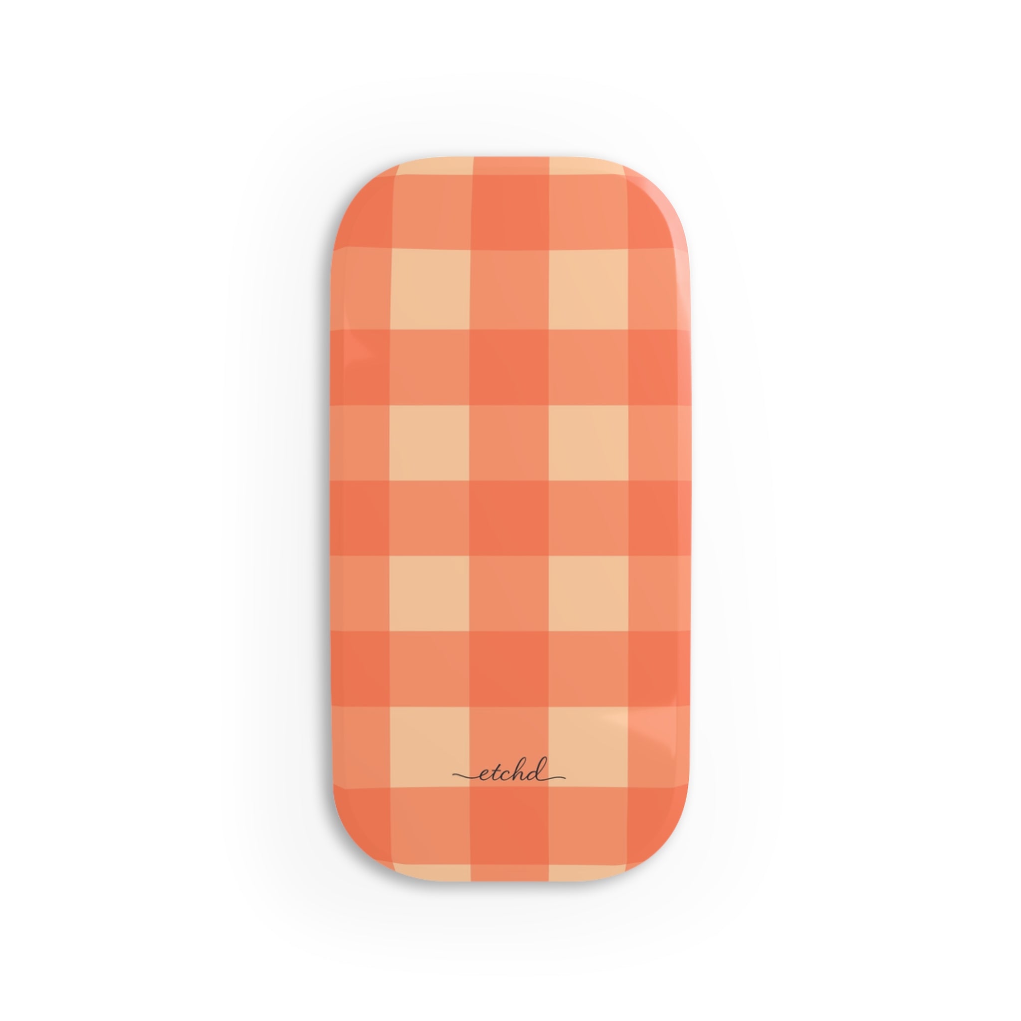 Coral & Peach Gingham Click-On Phone Grip by etchd
