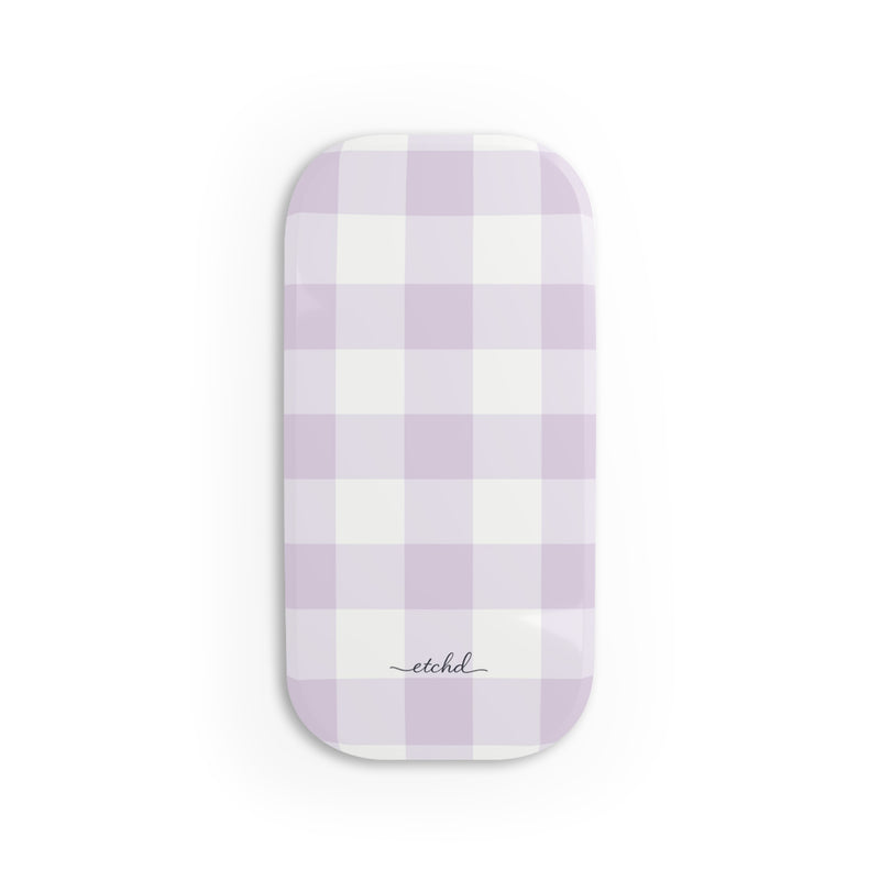 Lilac Gingham Click-On Phone Grip-zoom-
