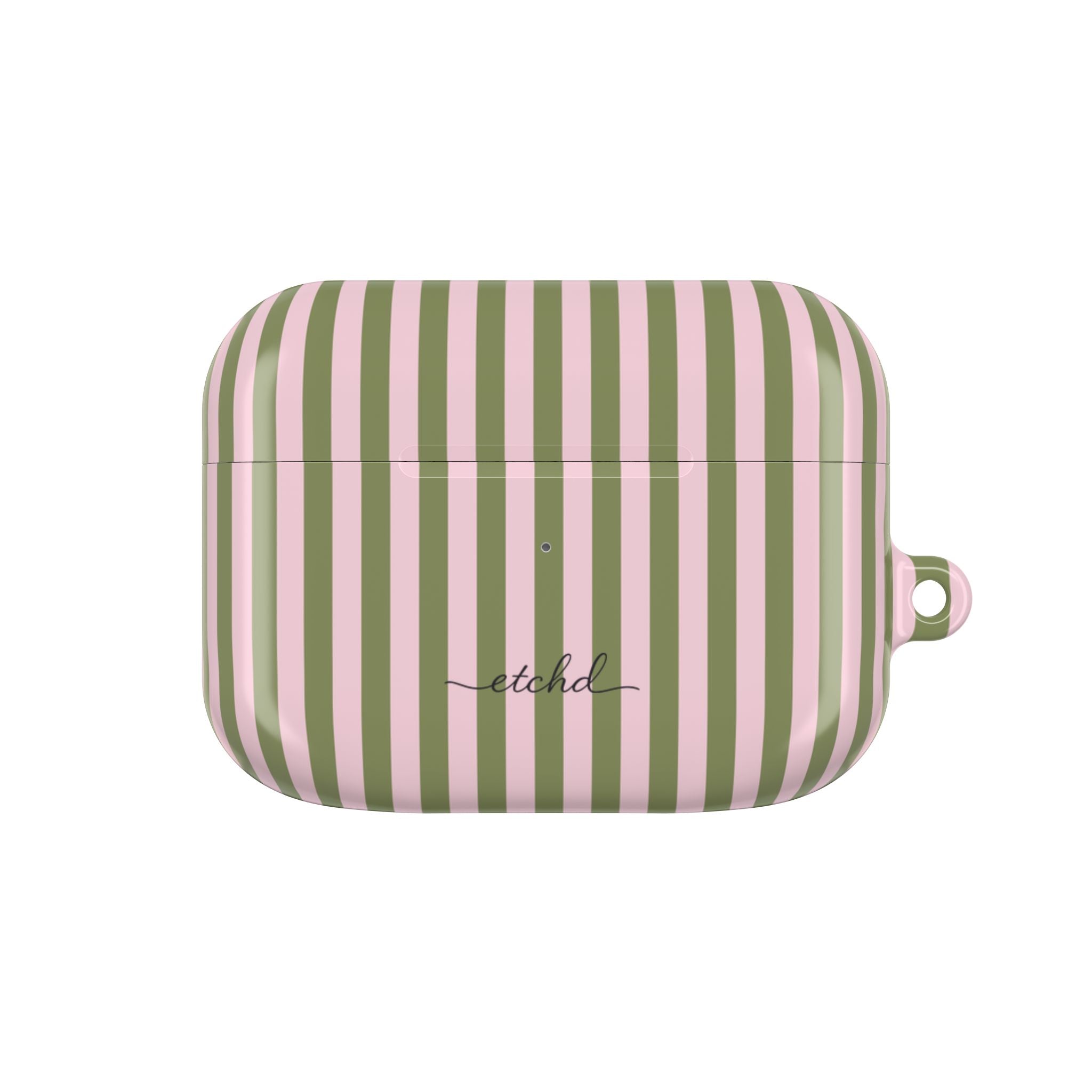 Green & Pink Striped AirPod Case by etchd
