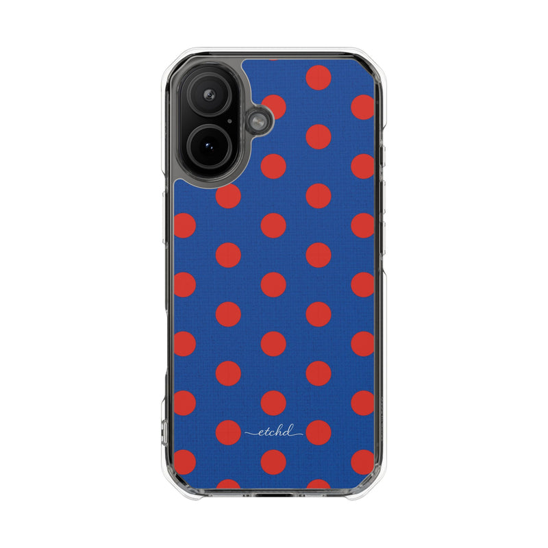 Poppy And Cobalt Polka Dot Clear Magnetic Phone Case-zoom-