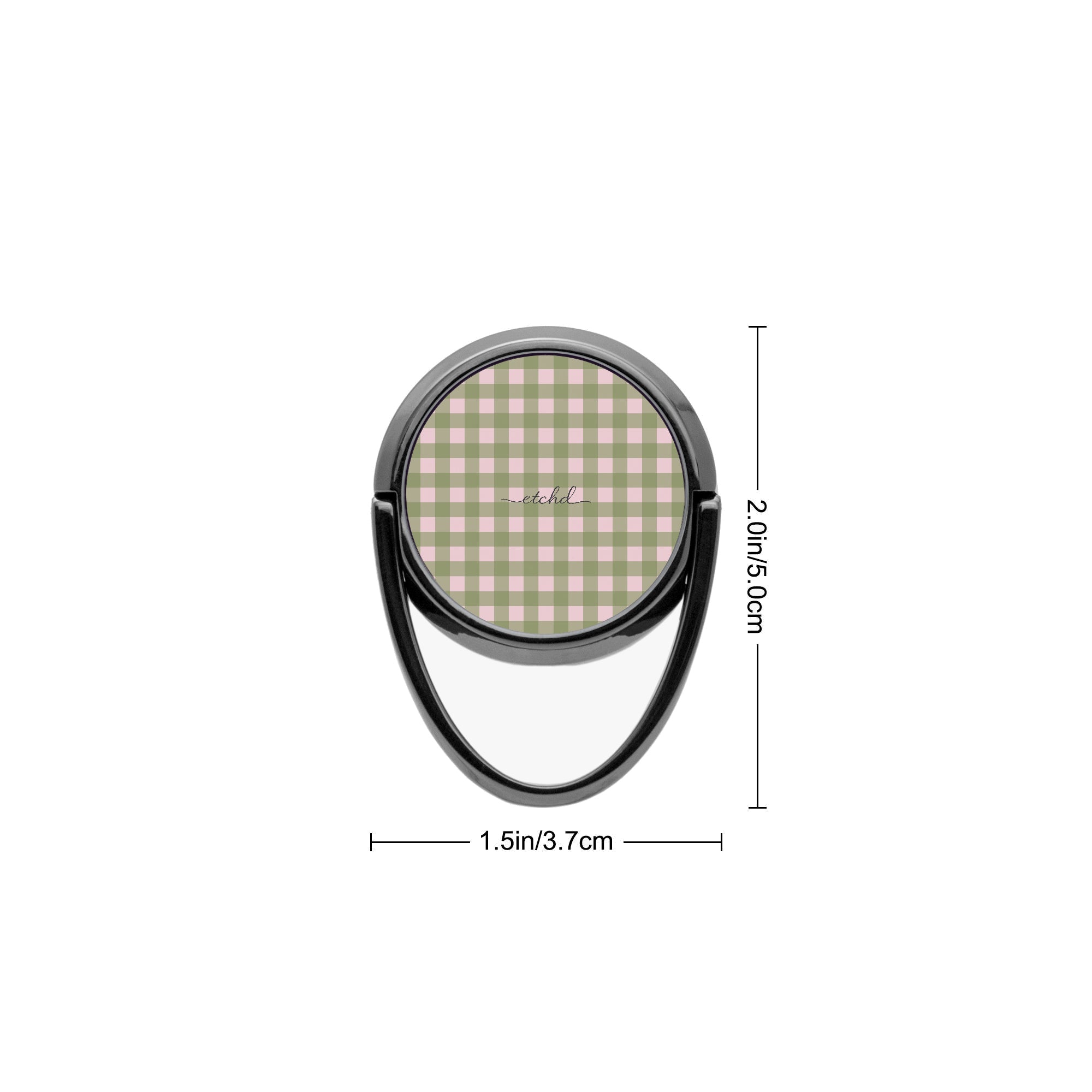 Green & Pink Gingham Phone Ring Holder by etchd, view 3