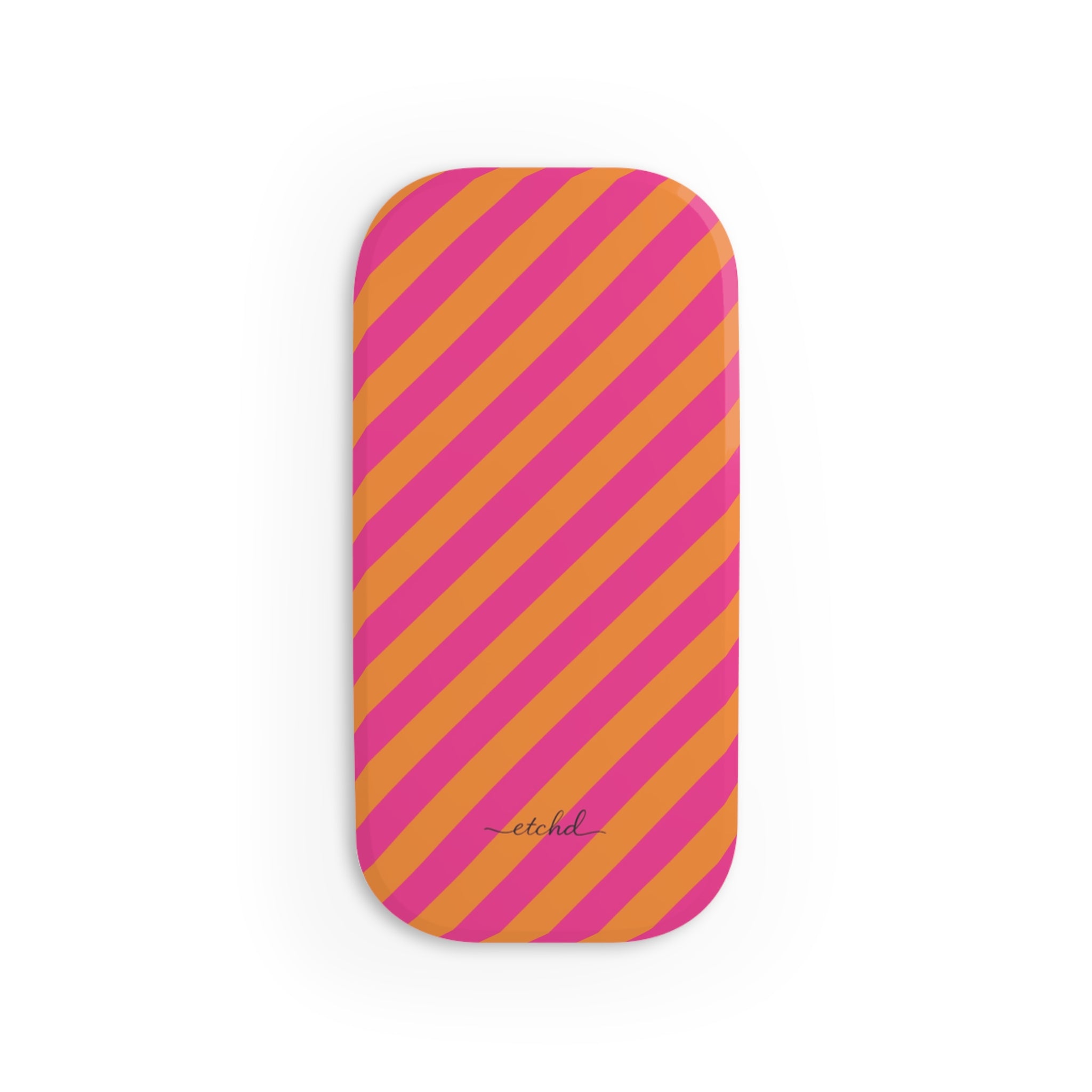 Pink & Orange Striped Diagonal Click-On Phone Grip by etchd, view 2
