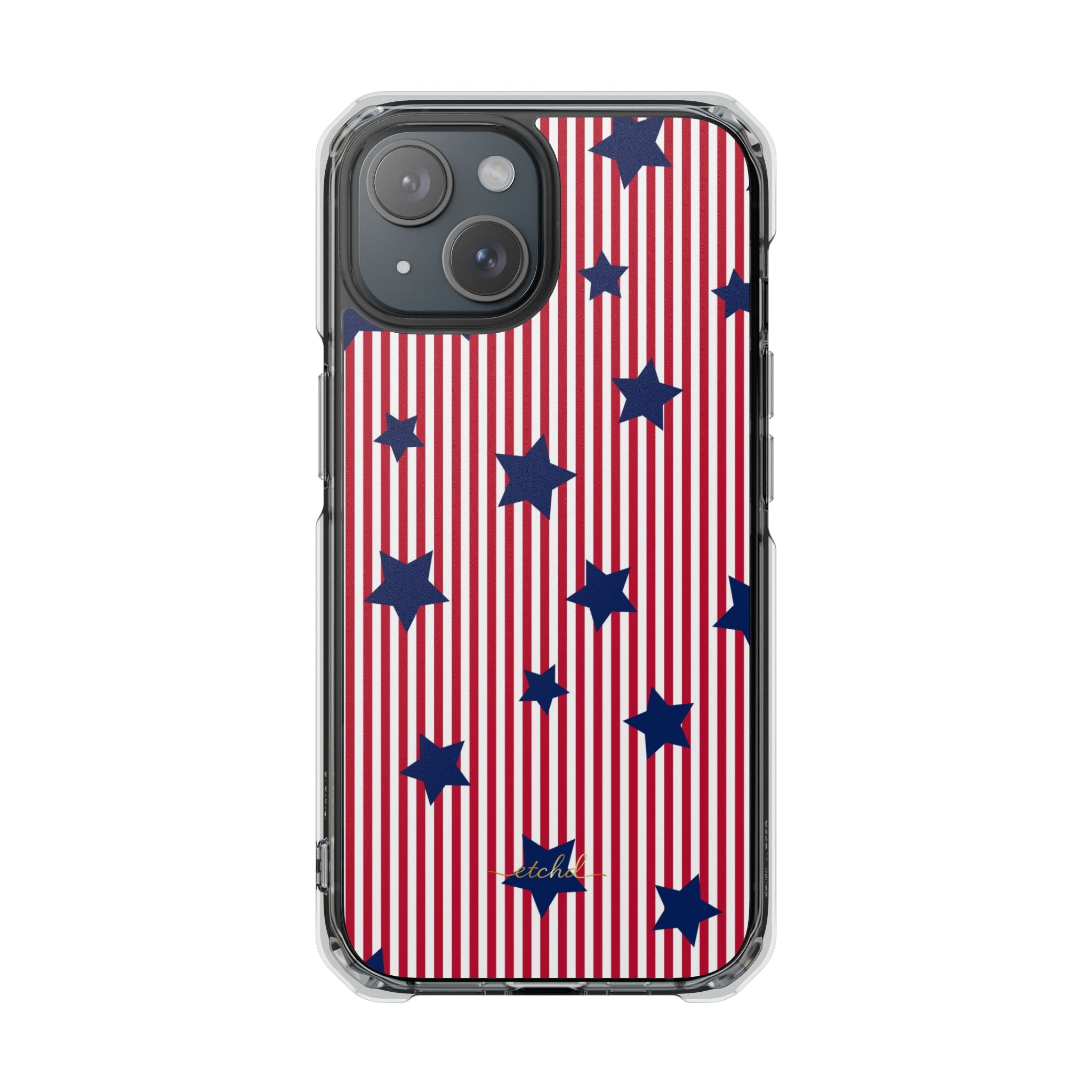 Red Stripes & Blue Stars Clear Magnetic Phone Case by etchd, view 2