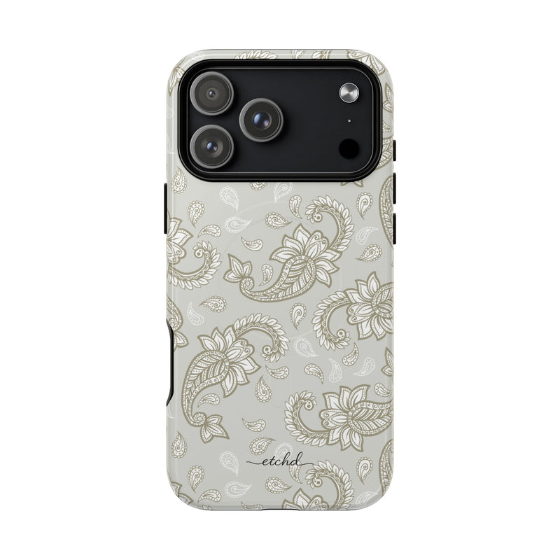 Beige Paisley Magnetic Phone Case by etchd, view 31