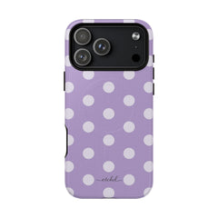 Cream & Lilac Polka Dot Magnetic Phone Case by etchd, view 31