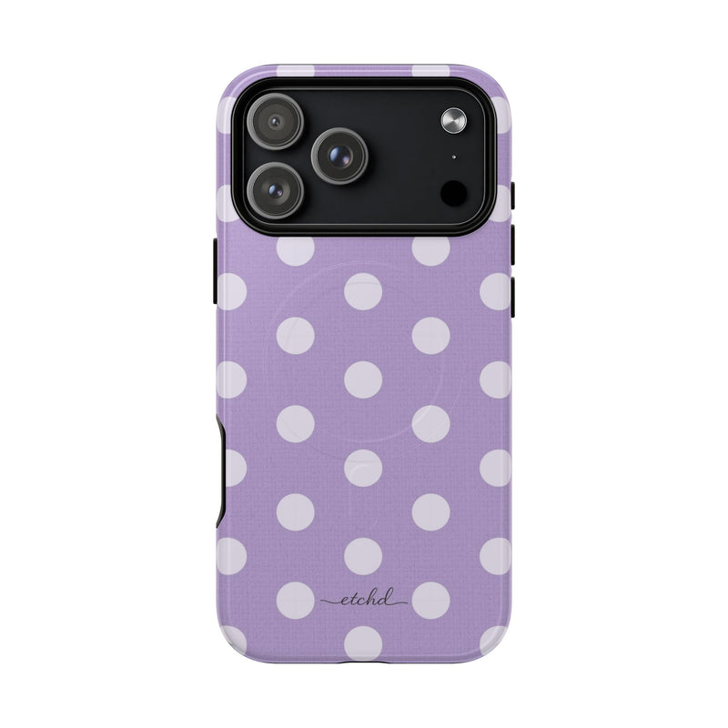 Cream & Lilac Polka Dot Magnetic Phone Case by etchd, view 31