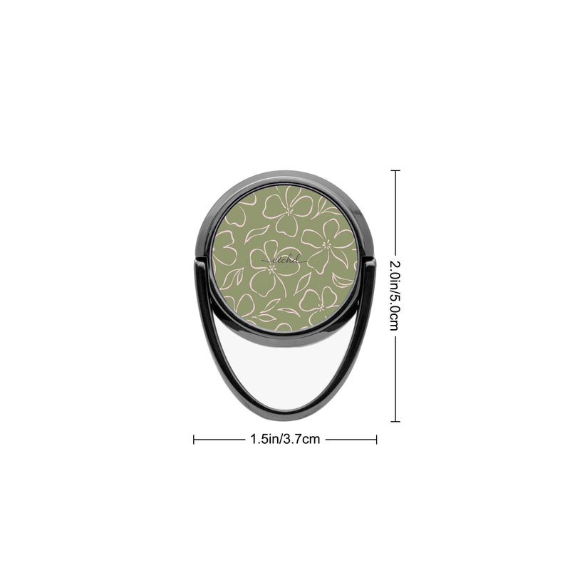 Green & Pink Floral Anillo soporte para móvil-zoom-