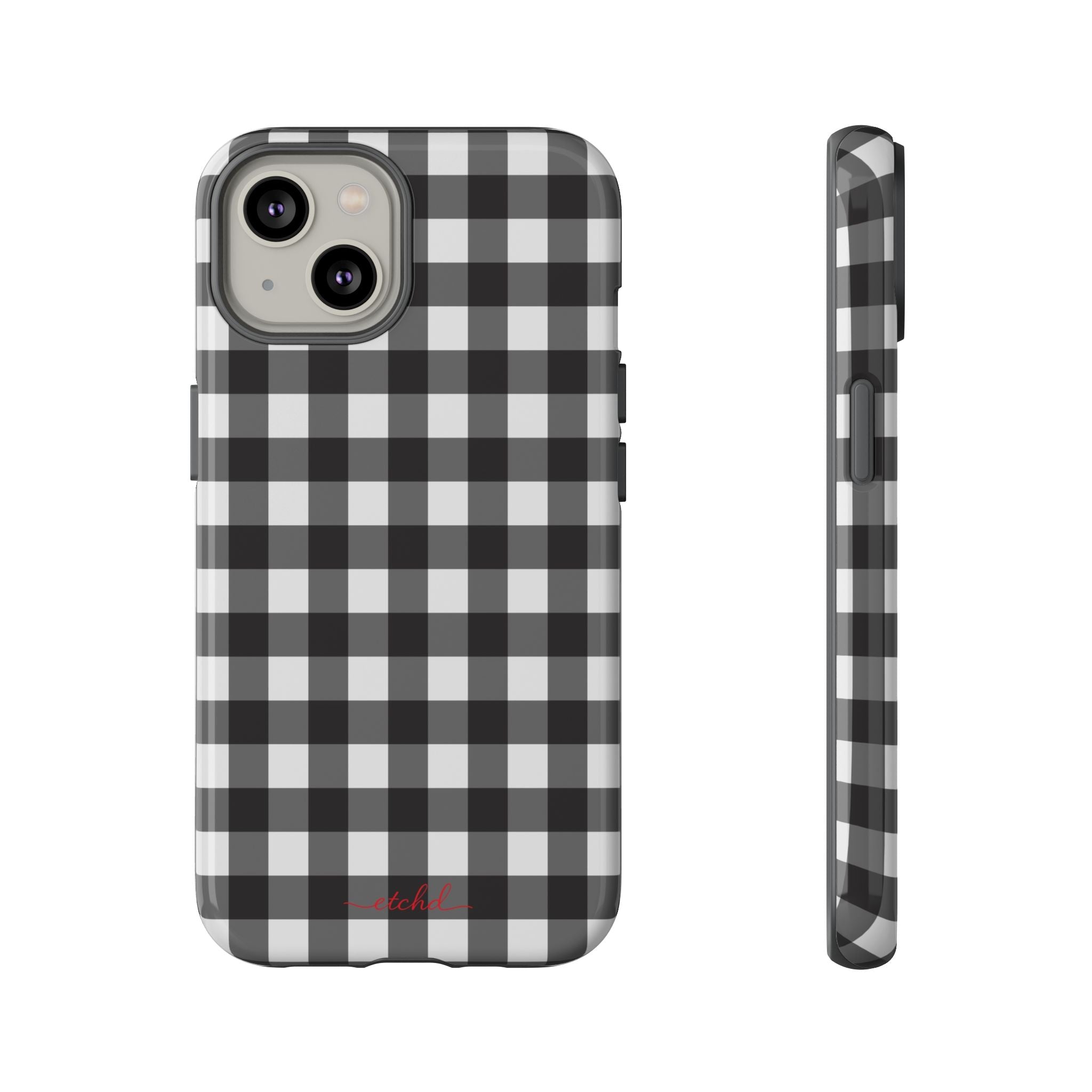 Black & White Gingham Phone Case by etchd, view 2