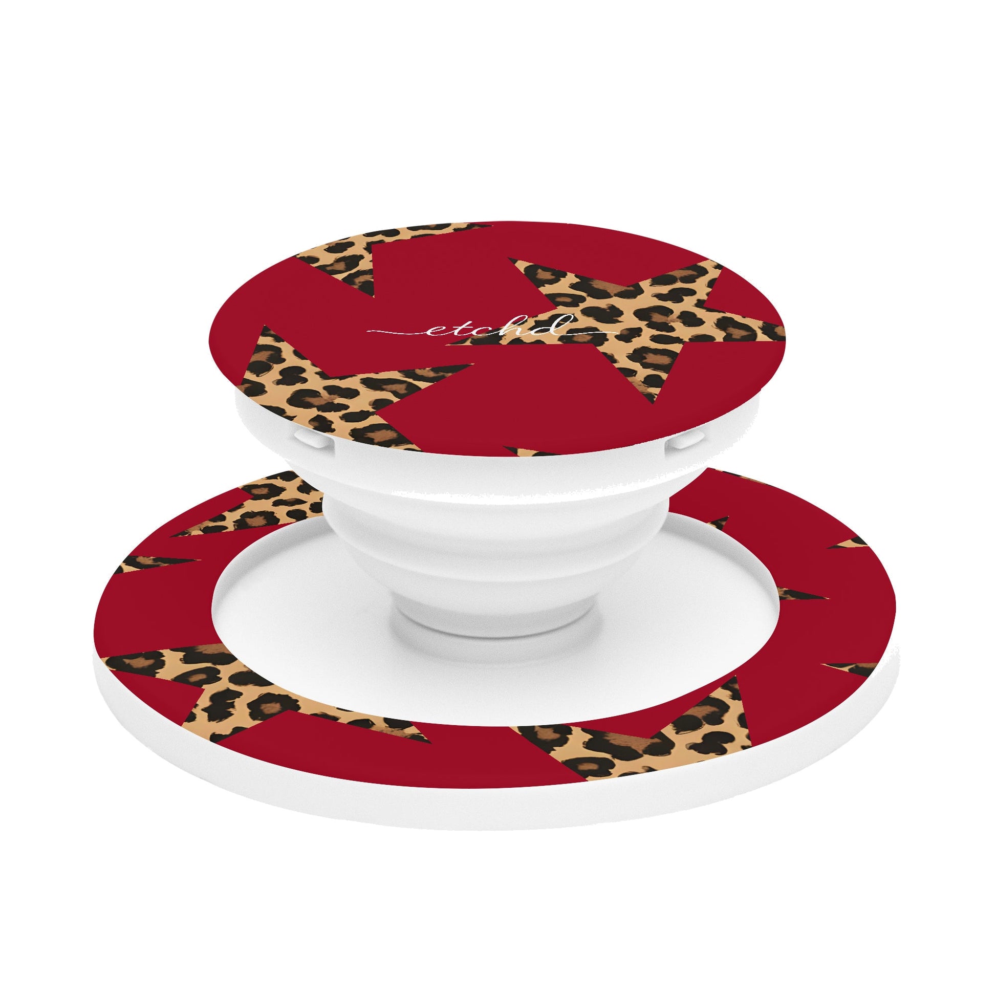 Red & Leopard Stars Phone Grip And Stand by etchd