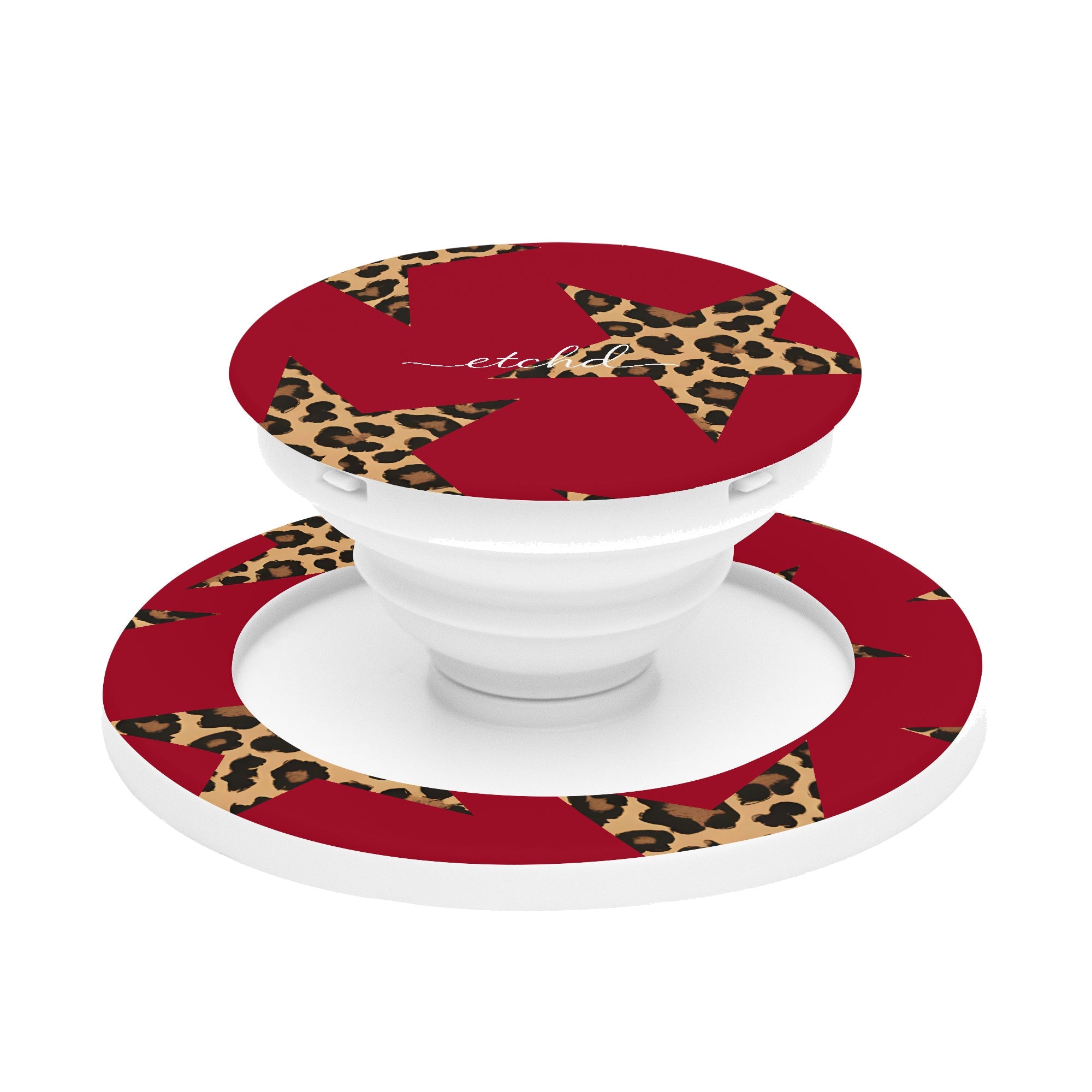 Red & Leopard Stars Phone Grip And Stand by etchd