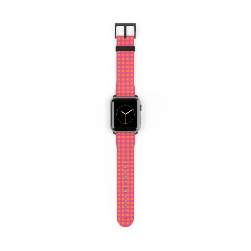 Pink & Orange Gingham Cinturino per smartwatch di etchd