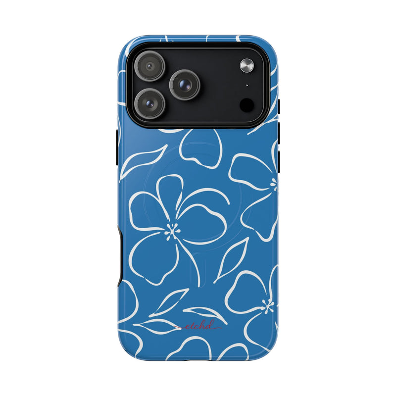 Cerulean & White Floral Magnetic Phone Case by etchd, view 31