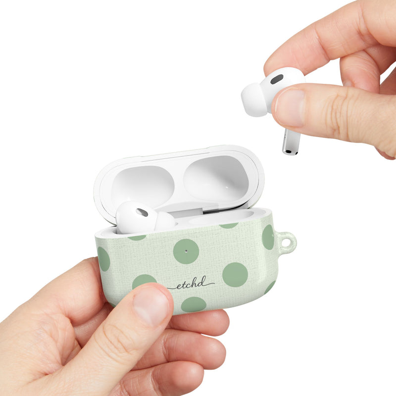 Sage & Cream Polka Dot AirPod Case by etchd, view 11