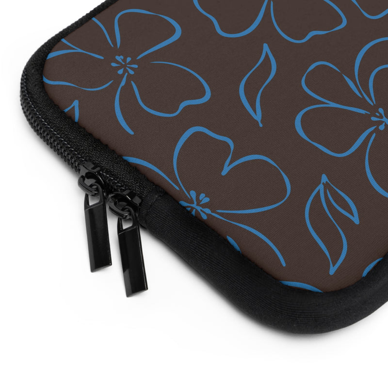 Espresso & Cerulean Floral Laptop Sleeve by etchd, view 12