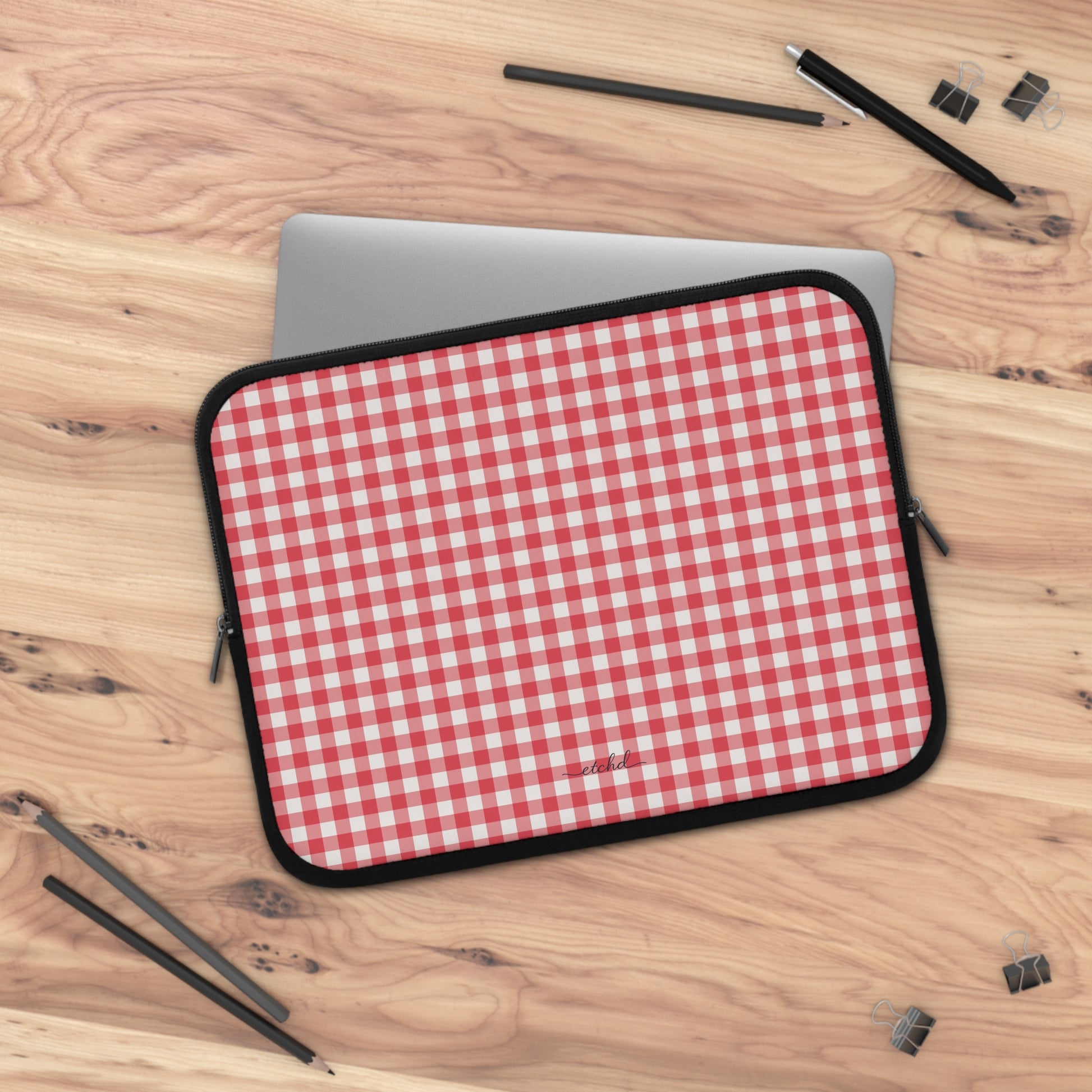 Cherry Gingham Laptop Sleeve by etchd, view 5
