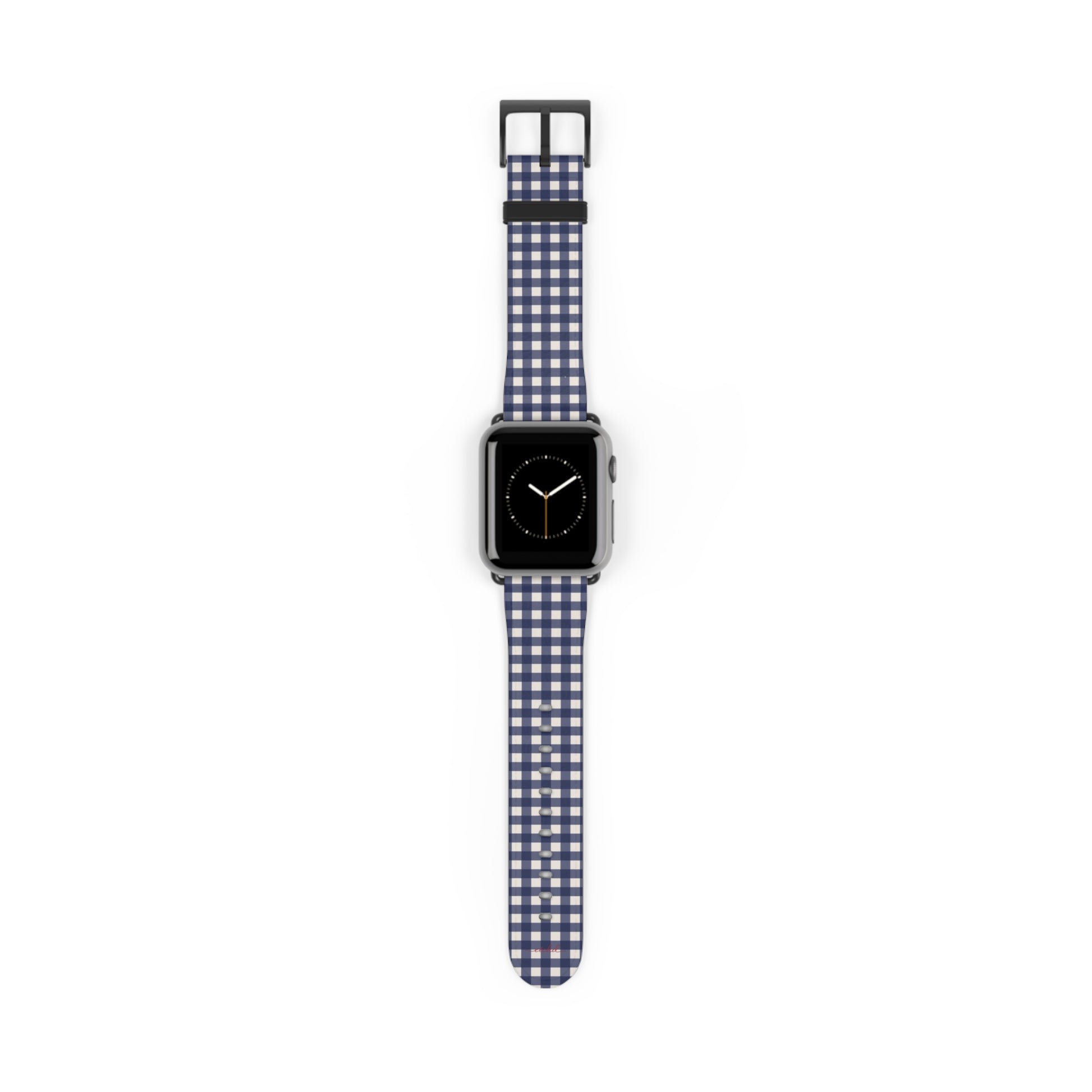 Navy & Cream Gingham Smartwatch Strap by etchd