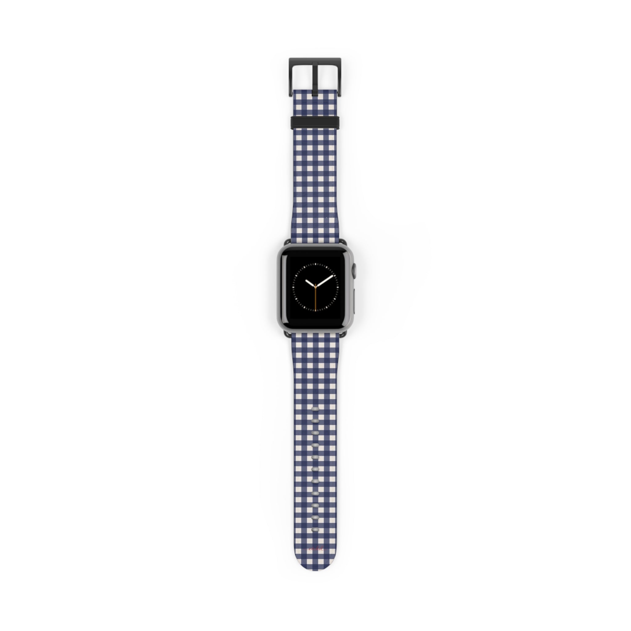 Navy & Cream Gingham Smartwatch Strap by etchd