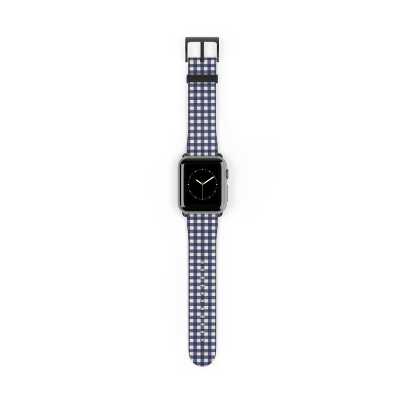 Navy & Cream Gingham Smartwatch Strap by etchd