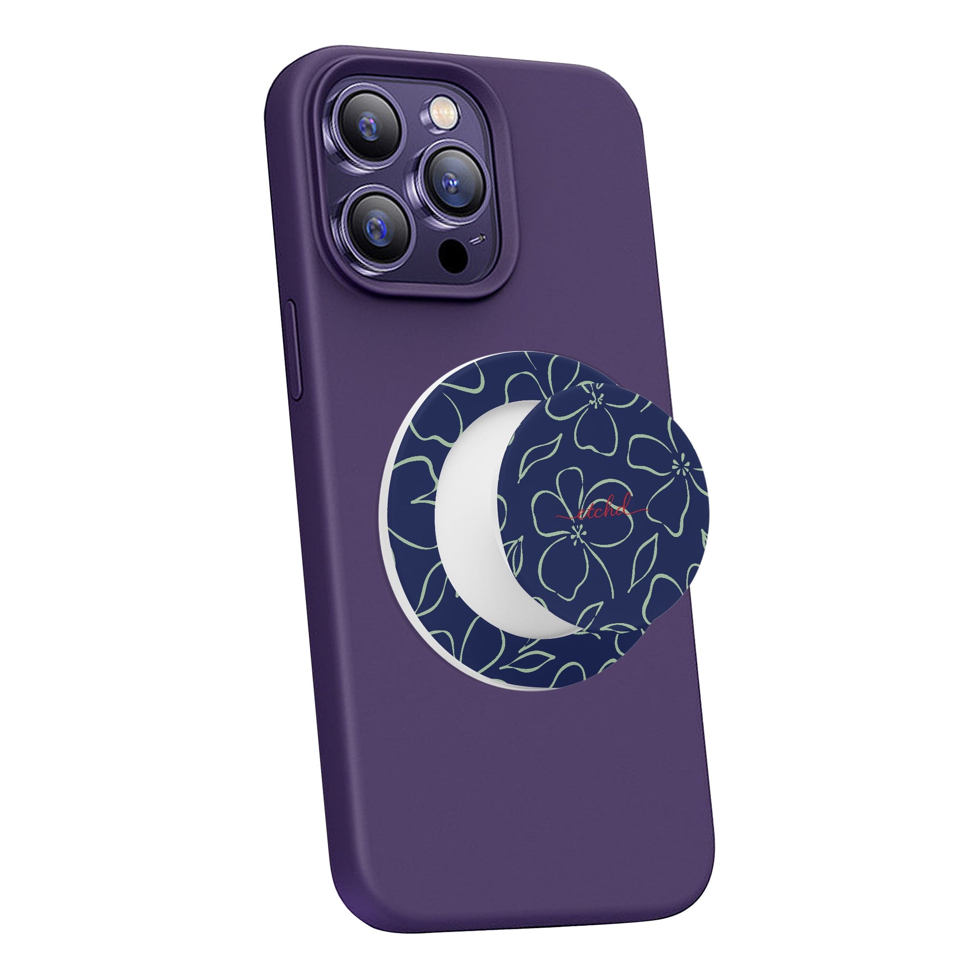 Navy & Sage Floral Phone Grip And Stand by etchd, view 3