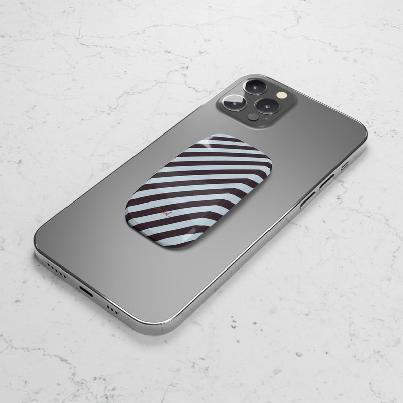 Plum & Blue Striped Diagonal Click-On Phone Grip by etchd, view 5
