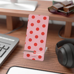 Poppy And Blush Polka Dot Phone Stand by etchd, view 3
