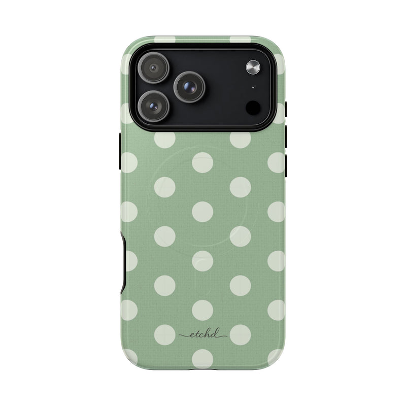 Cream & Sage Polka Dot Magnetic Phone Case by etchd, view 31