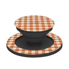 Terracotta & Cream Gingham Phone Grip And Stand by etchd, view 6