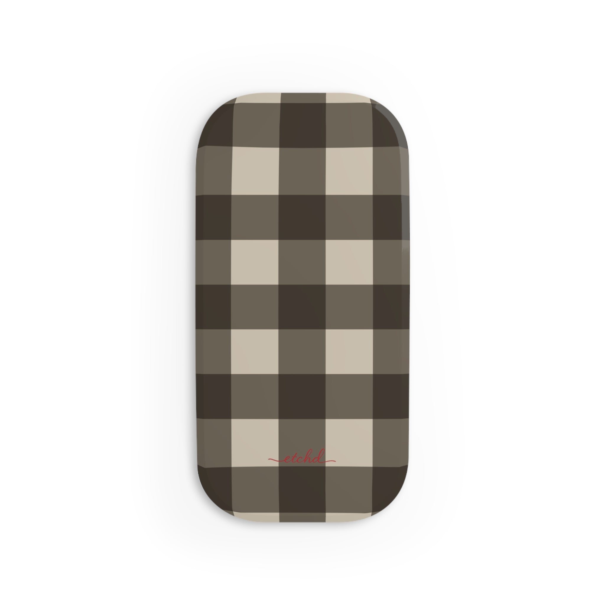 Cream & Brown Gingham Click-On Phone Grip by etchd, view 2