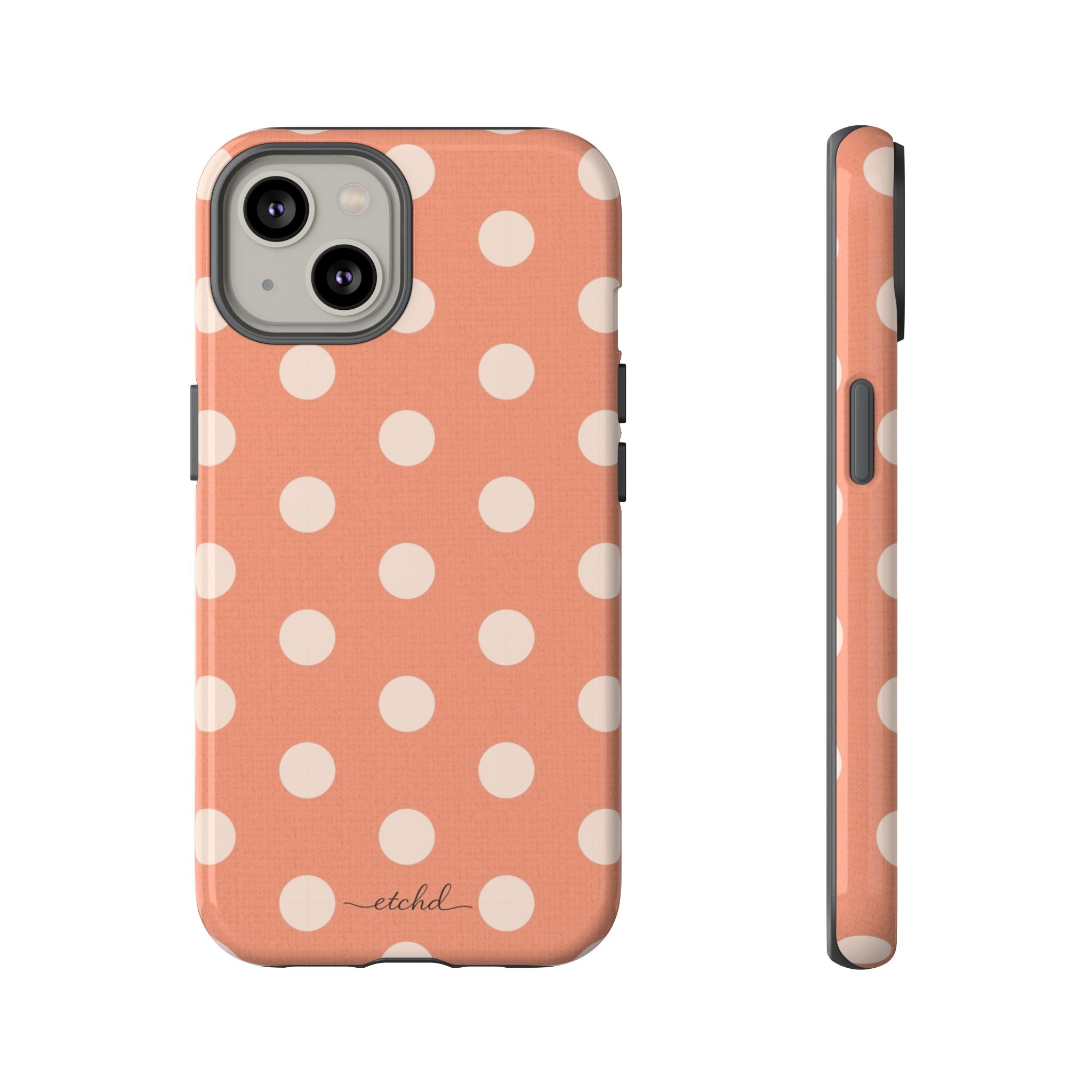 Cream & Coral Polka Dot Phone Case by etchd, view 2