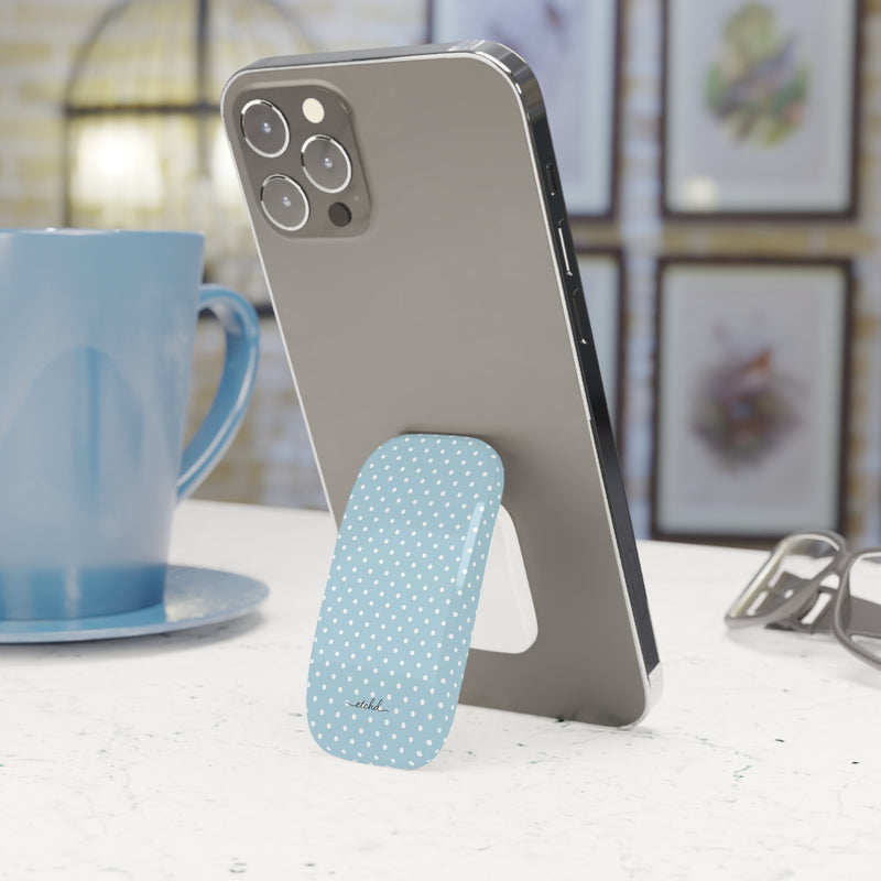 Blue White Polka Dot Click-On Phone Grip-zoom-