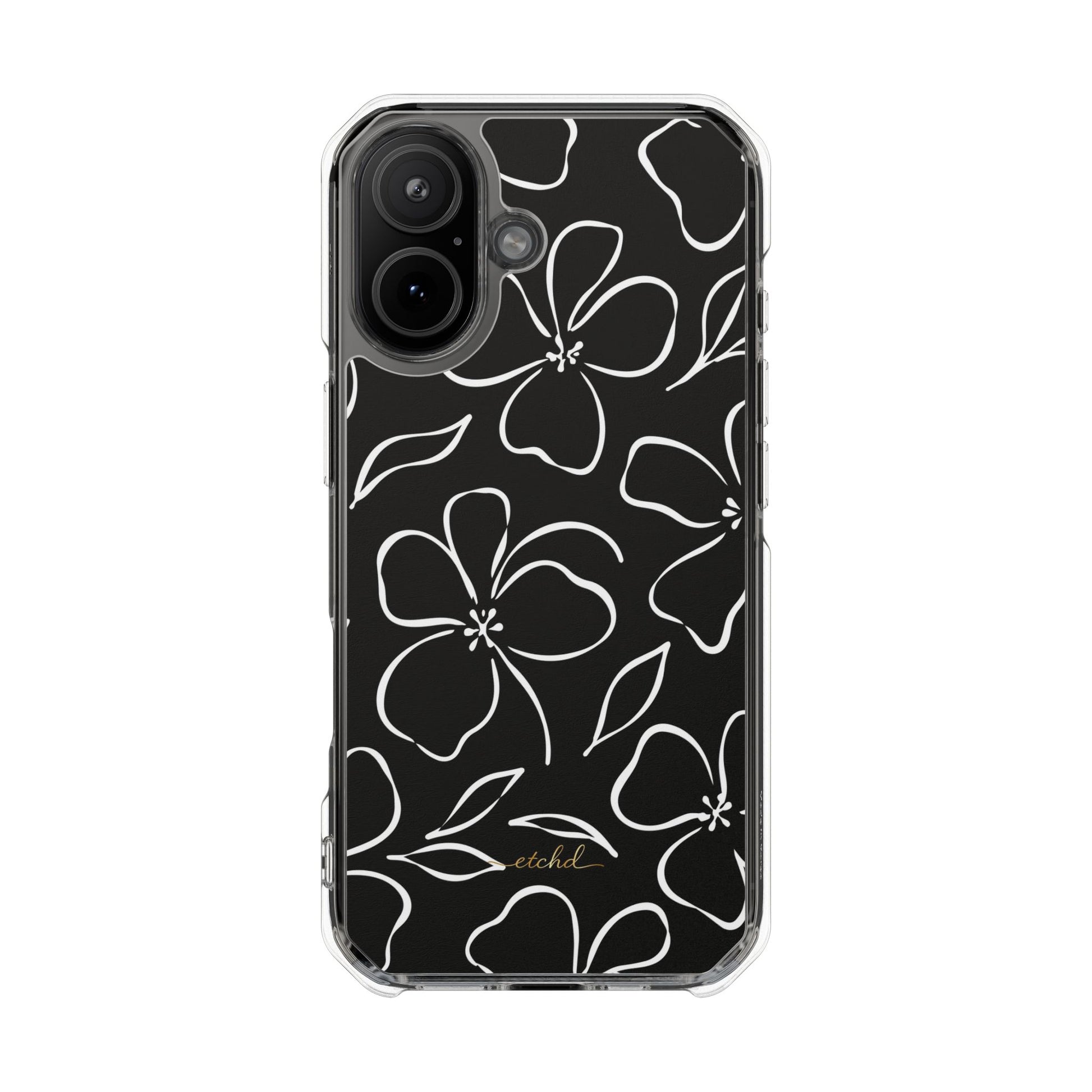 Black & White Floral Clear Magnetic Phone Case by etchd, view 13