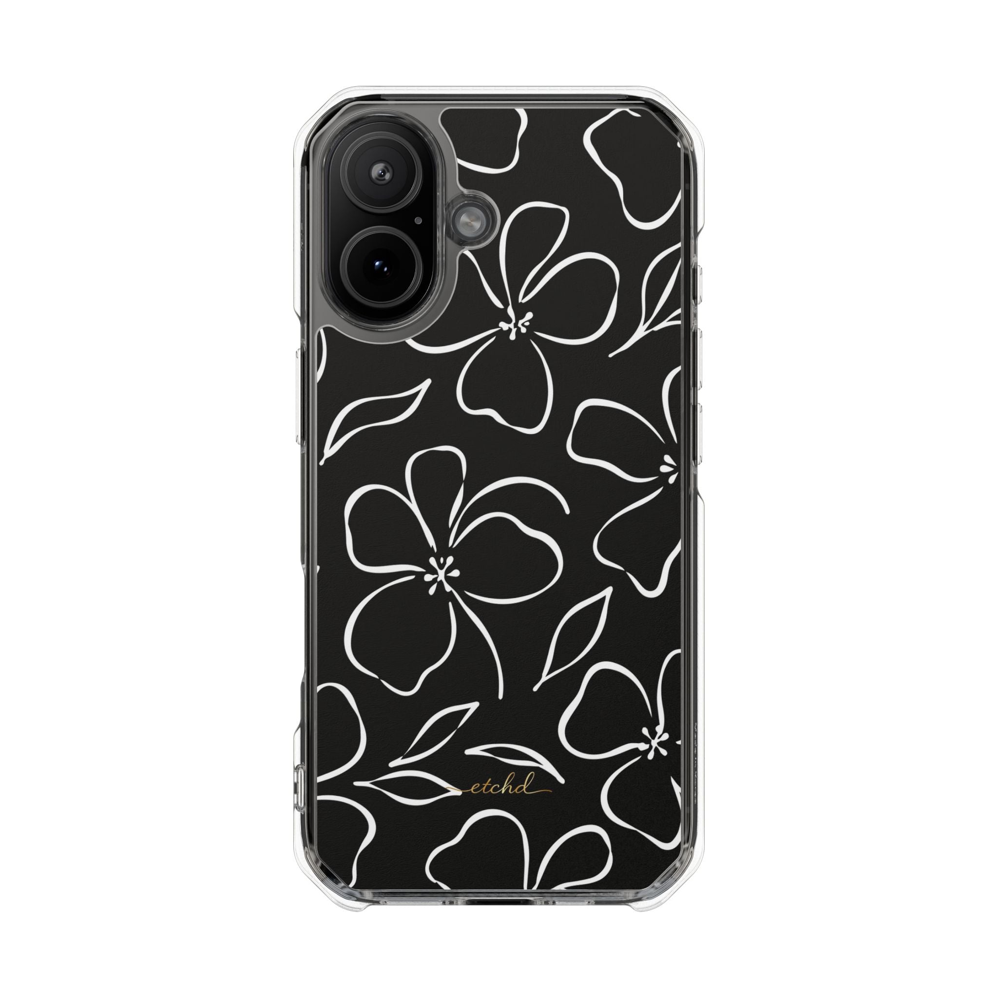 Black & White Floral Clear Magnetic Phone Case by etchd, view 13