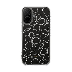 Black & White Floral Clear Magnetic Phone Case by etchd, view 13