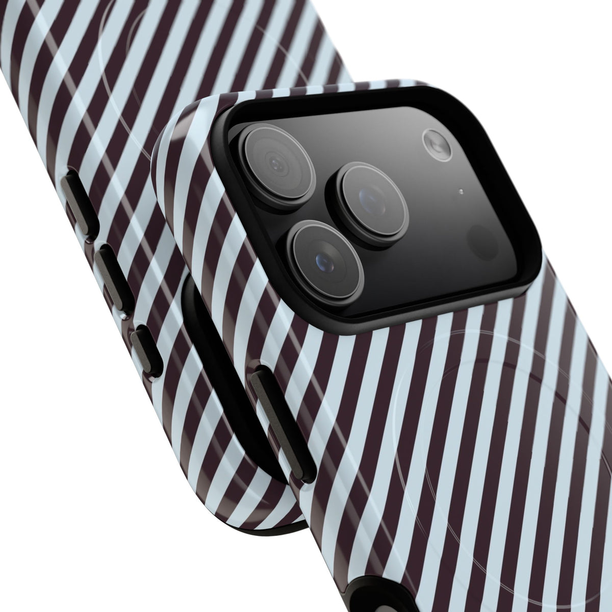 Plum & Blue Striped Diagonal Magnetic Phone Case by etchd, view 99