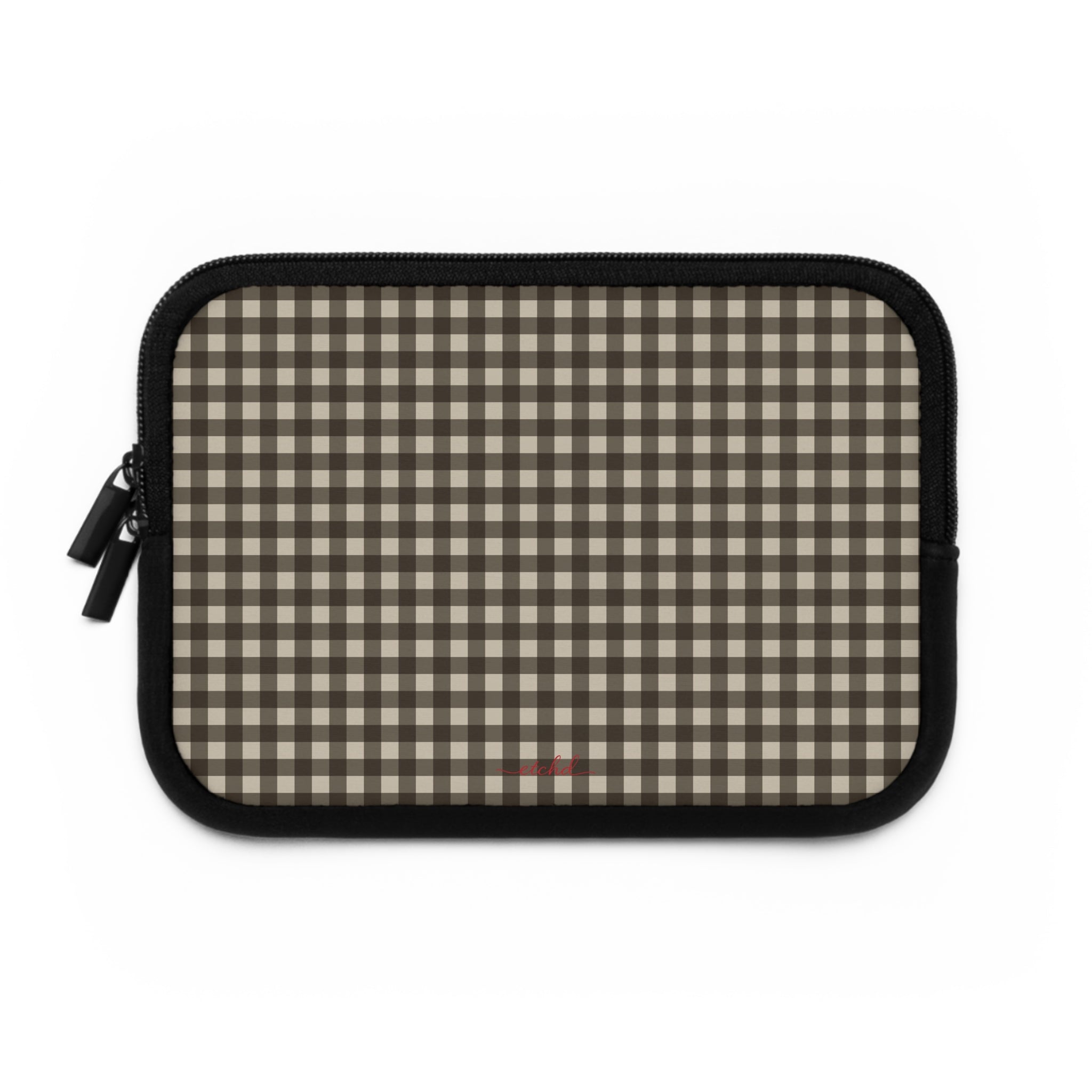 Cream & Brown Gingham Laptop Sleeve by etchd, view 2