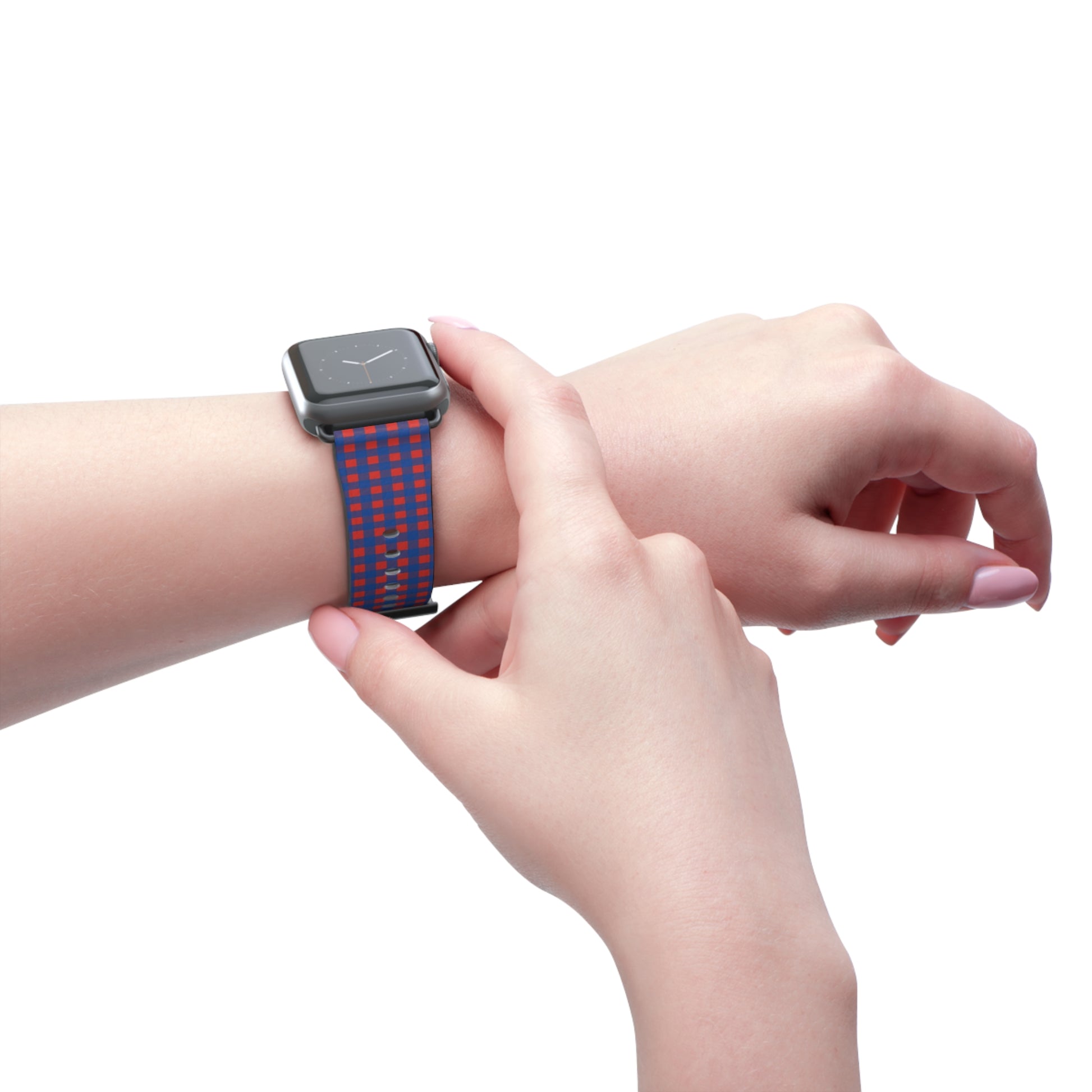 Cobalt & Poppy Gingham Smartwatch Strap by etchd, view 11