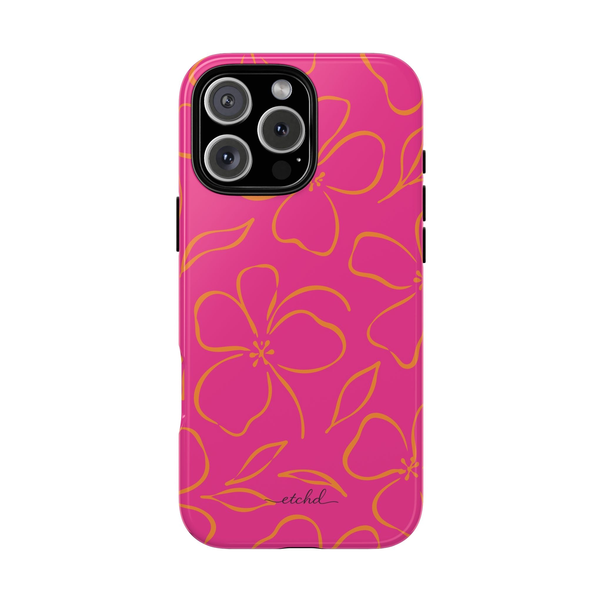 Pink & Orange Floral Phone Case by etchd