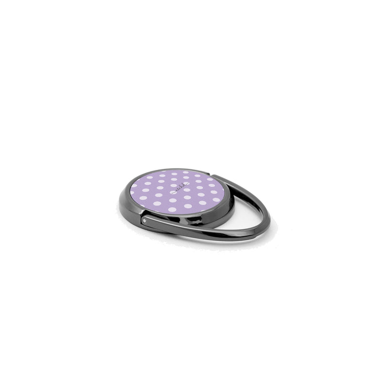 Cream & Lilac Polka Dot Phone Ring Holder-zoom-