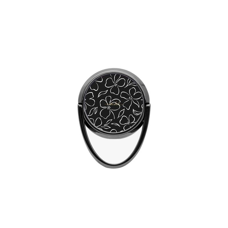 Black & White Floral Anello supporto per telefono-zoom-